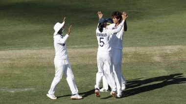 Sports News | Aus W V Ind W, Pink-ball Test: Meghna Singh, Pooja Vastrakar Strike as Visitors Gain 136-run Lead (Dinner, Day 4)