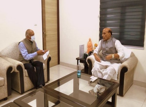 India News | LG RK Mathur Calls on Rajnath Singh, Discusses Various Issues Pertaining to Ladakh