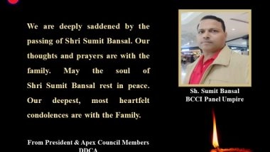 Sports News | Delhi-based Umpire Sumit Bansal Passes Away at 46