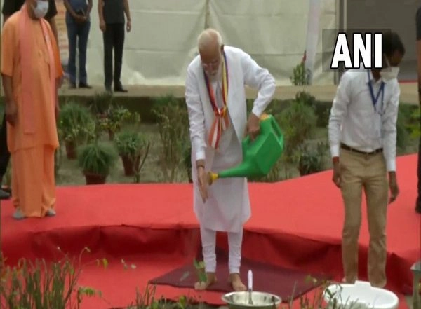 India News | Abhidhamma Day: PM Modi Plants Sapling in UP's Kushinagar
