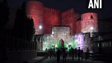 India News | Agra Fort Lit Up in Tricolour to Mark 100 Cr Vaccination