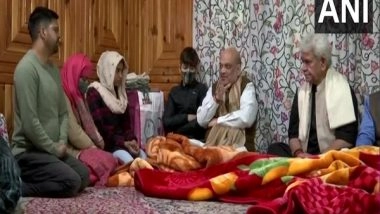 India News | J-K: Amit Shah Visits Residence of Policeman Killed by Terrorists Last Month