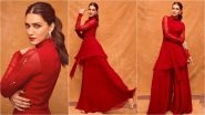 Kriti Sanon in Asymmetrical Peplum Kurta with Palazzo Pants Screams Comfy Festival Look, View Adipurush Actress&rsquo; Pics in Red!