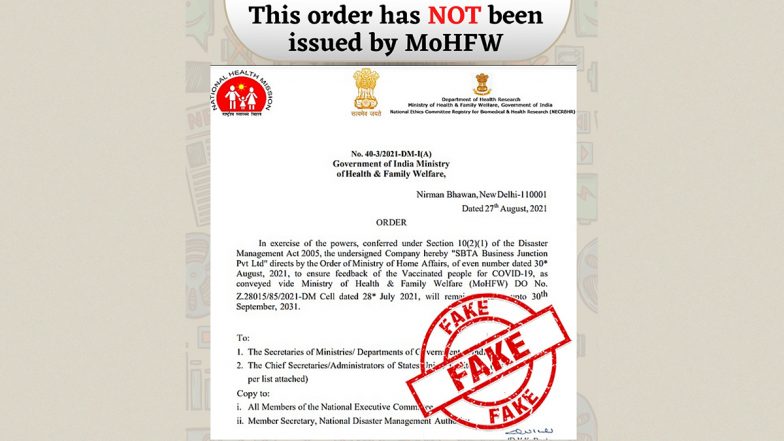 Fake Order Under The Name of Union Health Ministry Goes Viral, PIB Fact Check Reveals Truth