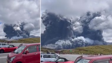 Mount Aso Volcano Erupts in Southern Japan (Watch Video)