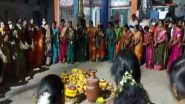 India News | Telangana: Celebrating 'Bathukamma' Festival, Women Stage Protest Against LPG Cylinder Price Hike
