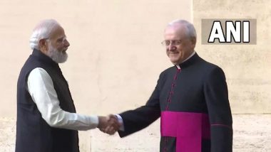 PM Narendra Modi Arrives in Vatican City to Meet Pope Francis Ahead of G20 Summit