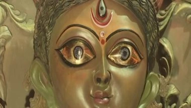 India News | Kolkata: Durga Idols Dressed in Gold Saree, Installed with Gold Eyes
