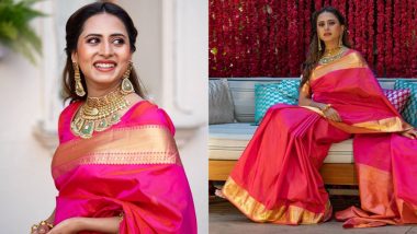 Karwa Chauth 2021 Outfit Inspo: Sargun Mehta’s Pink and Golden Saree Is Beautiful Choice if You’re Not a Big Fan of Reds!