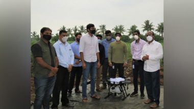 Business News | Drone Spraying in Sangli Sugarcane Cultivation, Social Impact Entrepreneur Introduces New Trends in MH Agriculture