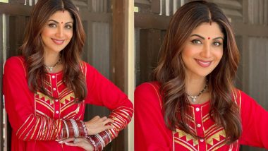 Karwa Chauth 2021: Shilpa Shetty Kundra Looks Pretty in Red As She Decks Up To Celebrate the Indian Festival! (View Pic)