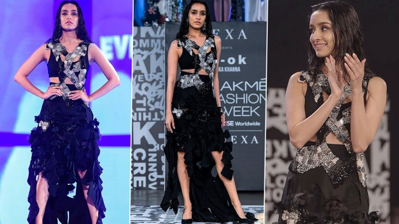 Lakme Fashion Week 2021 Day 4: Shraddha Kapoor Looks Badass as She Turns Showstopper for Anamika Khanna in an Asymmetrical Dress! (View Pics)