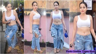 Urfi Javed Poses in DIY Jeans and White Bra Top, Continues To Parade in Outrageous Outfits All in the Name of Fashun! (View Pics)