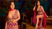 Urfi Javed Puts On a Busty Display, Reaffirms Her Sultry Babe Status Ahead of Her 25th Birthday in Colourful Tunic Dress Decorated With Shells! (View Pics)