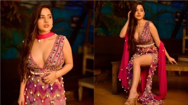 Urfi Javed Puts On a Busty Display, Reaffirms Her Sultry Babe Status Ahead of Her 25th Birthday in Colourful Tunic Dress Decorated With Shells! (View Pics)