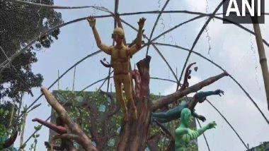 India News | Durga Puja Pandal Highlighting Importance of Trees as Source of Oxygen Comes Up in West Bengal's Birbhum