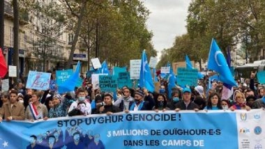 World News | Thousands Protest in Paris Against China's Rights Violation in Xinjiang