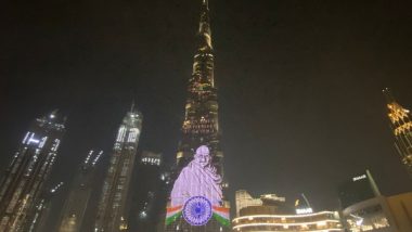 Gandhi Jayanti 2021: Burj Khalifa Illuminated With Mahatma Gandhi's Image on Occasion of His 152nd Birth Anniversary (Watch Video)