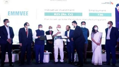 Business News | Emmvee Signs MoU with Karnataka Government to Set Up 3 GW Manufacturing Facility in Dobaspet