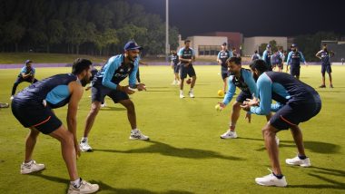 Rohit Sharma, Rishabh Pant, Ravi Ashwin & Other Members of Team India Sweat it Out in the Nets Ahead of Their Match Against New Zealand in T20 World Cup 2021 (See Pics)