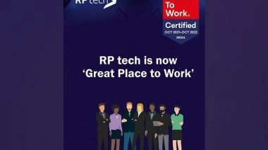 Business News | RP Tech India Receives the Prestigious Great Place to Work Certification