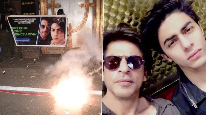 Aryan Khan Bail Granted: Fans of Shah Rukh Khan Gather Outside Mannat and Celebrate the Decision of Bombay High Court (View Pics)