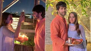 Varun Dhawan Shares Beautiful Pictures With Wifey Natasha Dalal As They Celebrate Karwa Chauth for the First Time (View Pics)