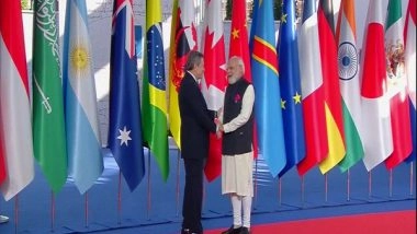 World News | PM Modi Arrives at Convention Centre in Rome for G20 Summit