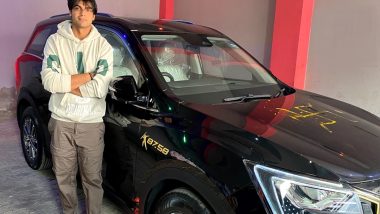 Neeraj Chopra Thanks Anand Mahindra for Customised XUV700 Javelin Gold Edition Vehicle, Olympics Gold Medalist Flaunts New Set of Wheels! (See Pic)