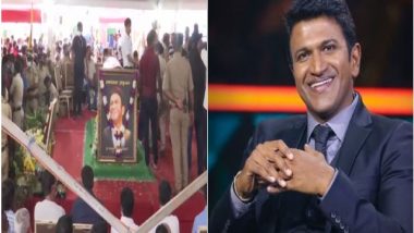 Puneeth Rajkumar Last Rites: Fans Gather at Kanteerava Stadium in Bengaluru to Pay Last Respects to Late Kannada Superstar