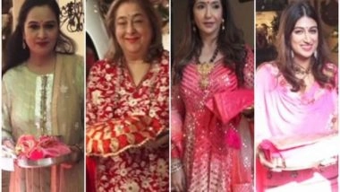 Entertainment News | Padmini Kolhapure, Rima Jain, Among Others Spotted at Anil Kapoor's Residence for Karwa Chauth Celebrations