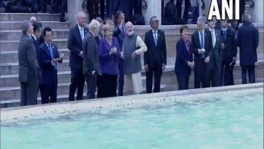 World News | PM Modi Visits Iconic Trevi Fountain in Italy