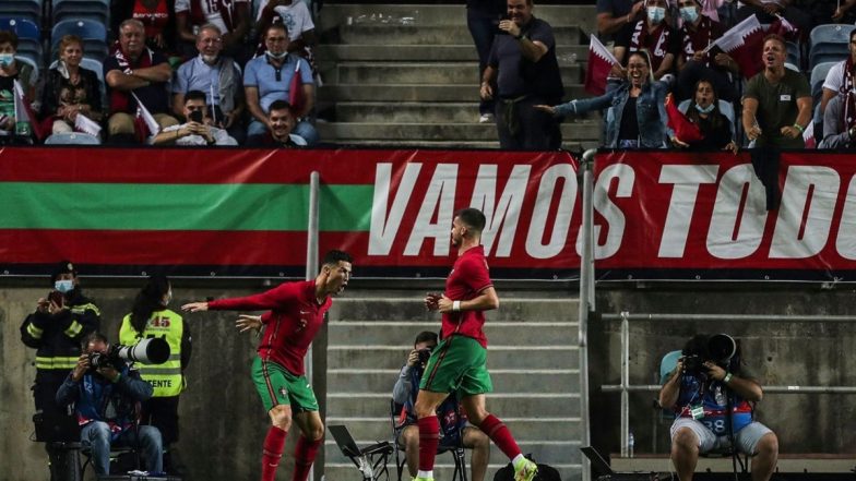 Cristiano Ronaldo Reacts After Scoring 112th Goal for Portugal Against Qatar in International Friendlies