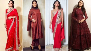 Karwa Chauth 2021: Priyanka Chopra Jonas, Kangana Ranaut and Others' Red Outfits That You Can Try This Festive Season (View Pics)