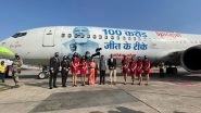SpiceJet Puts Photo of PM Narendra Modi, Healthcare Workers on Aircraft to Celebrate India's 100 Crore COVID-19 Vaccination Milestone (See Pics)