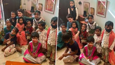 Durga Ashtami 2021: Priyanka Gandhi Vadra Performs ‘Kanya Pujan’ at Father’s Foster Sister’s Home