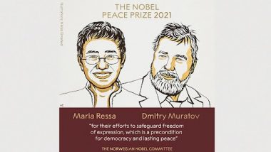 Nobel Peace Prize 2021 Winners: Maria Ressa and Dmitry Muratov Awarded for Their Efforts To Safeguard Freedom of Expression