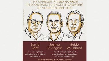 Nobel Prize in Economics 2021: David Card, Joshua D Angrist and Guido W Imbens Win Sveriges Riksbank Prize in Economic Sciences for Societal Research