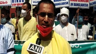 India News | Bangladesh Violence: ISKCON Devotees Hold Protest in Karnataka's Dharwad