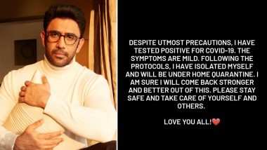Amit Sadh Tests Positive for COVID-19, Actor Reveals That His Symptoms Are Mild in an Instagram Post