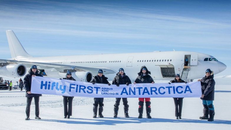 Airbus A340 Plane Makes Landing on Antarctica's Ice Runway for The First Time in Recorded History (Watch Video)