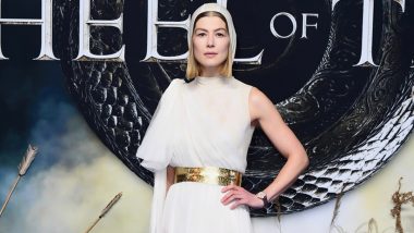 The Wheel of Time World Premiere: Rosamund Pike Looks Dreamy in a Dior Cruise 2022 White Silk Gown (View Pic)