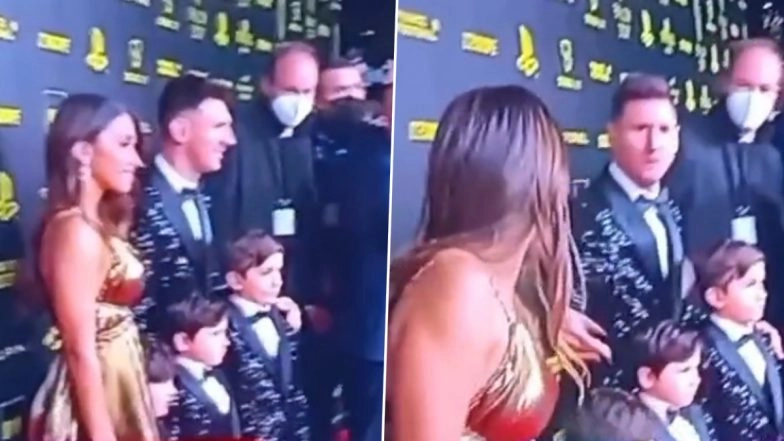 Lionel Messi Recalls Wife Antonela Roccuzzo During Ballon d’Or 2021 Photoshoot After Being Asked To Step Aside, Netizens Laud Argentine for Heartwarming Gesture (Watch Video)