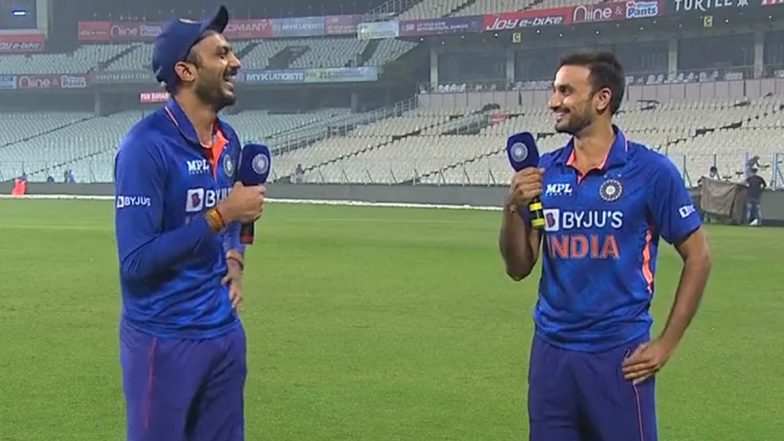 India vs New Zealand 3rd T20I 2021: Axar and Harshal Patel Engage in Funny Banter Post Their Side’s Series Sweep on Sunday (Watch Video)