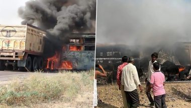 Rajasthan Bus Fire Tragedy: Bus Catches Fire After Colliding With Trolley; 12 Burnt Alive, Several Injured