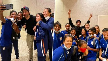 Varun Dhawan Poses With Indian Women’s Football Team at the Airport! (View Pics)