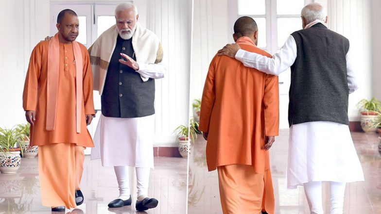 Prime Minister Narendra Modi With Uttar Pradesh CM Yogi Adityanath in Lucknow (View Pics)