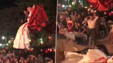 Funny Wedding Mishap! Bride and Groom Fall Down JCB in This Painfully Hilarious Viral Video