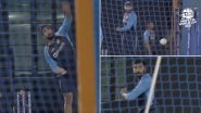 Jasprit Bumrah Imitates Ravindra Jadeja&rsquo;s Bowling Style During India&rsquo;s Training Session at T20 World Cup 2021 (Watch Video)