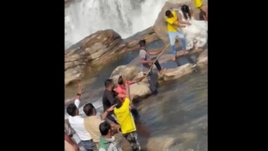Rajasthan: Pre-Wedding Shoot in Chittorgarh Turns Into Nightmare for Couple as They Get Stuck in Waterfall